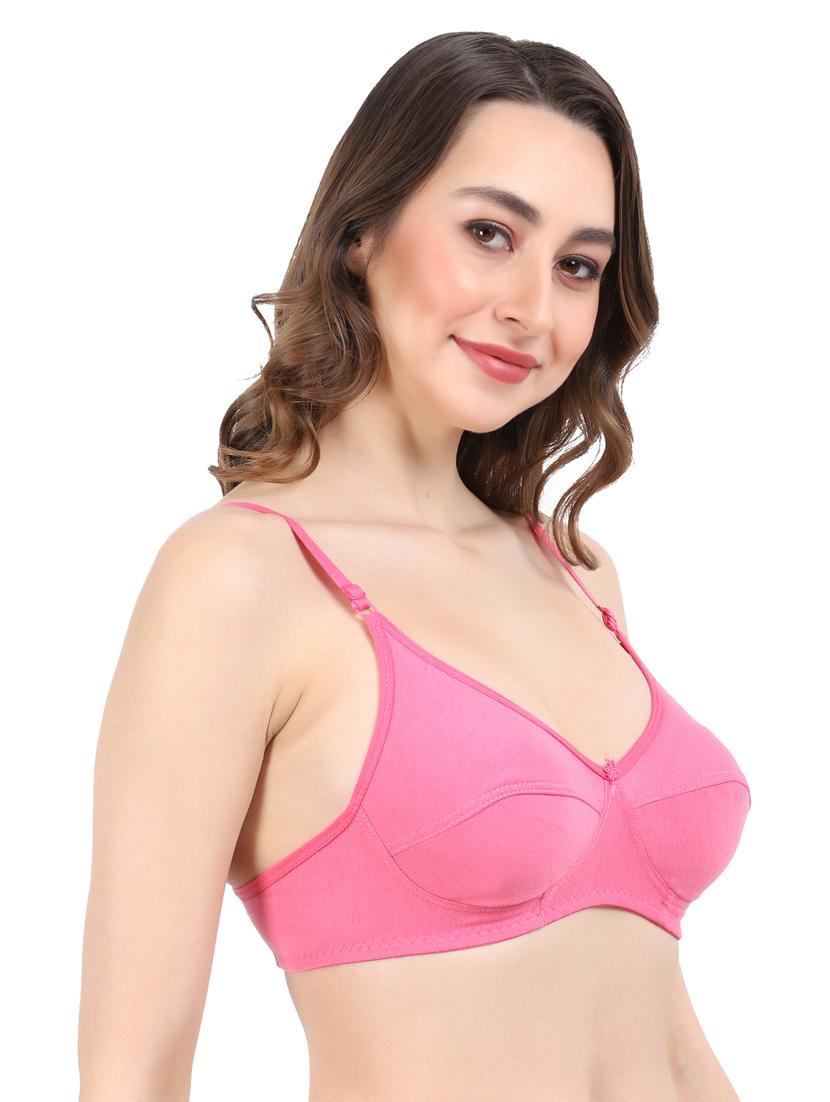 pink cotton regular bra - 19413476 - Standard Image - 1