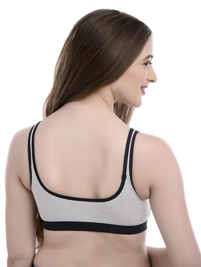 black cotton sports bra - 19413489 - Standard Image - 1