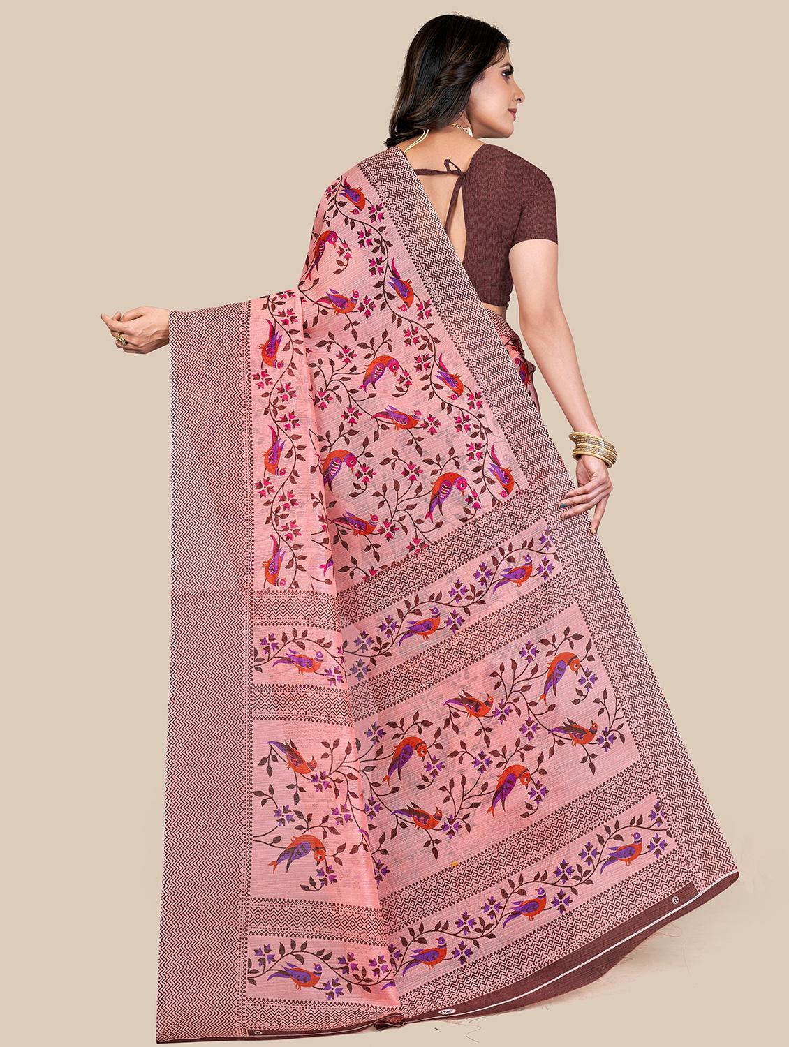 pink floral saree with blouse - 19413520 -  Standard Image - 1