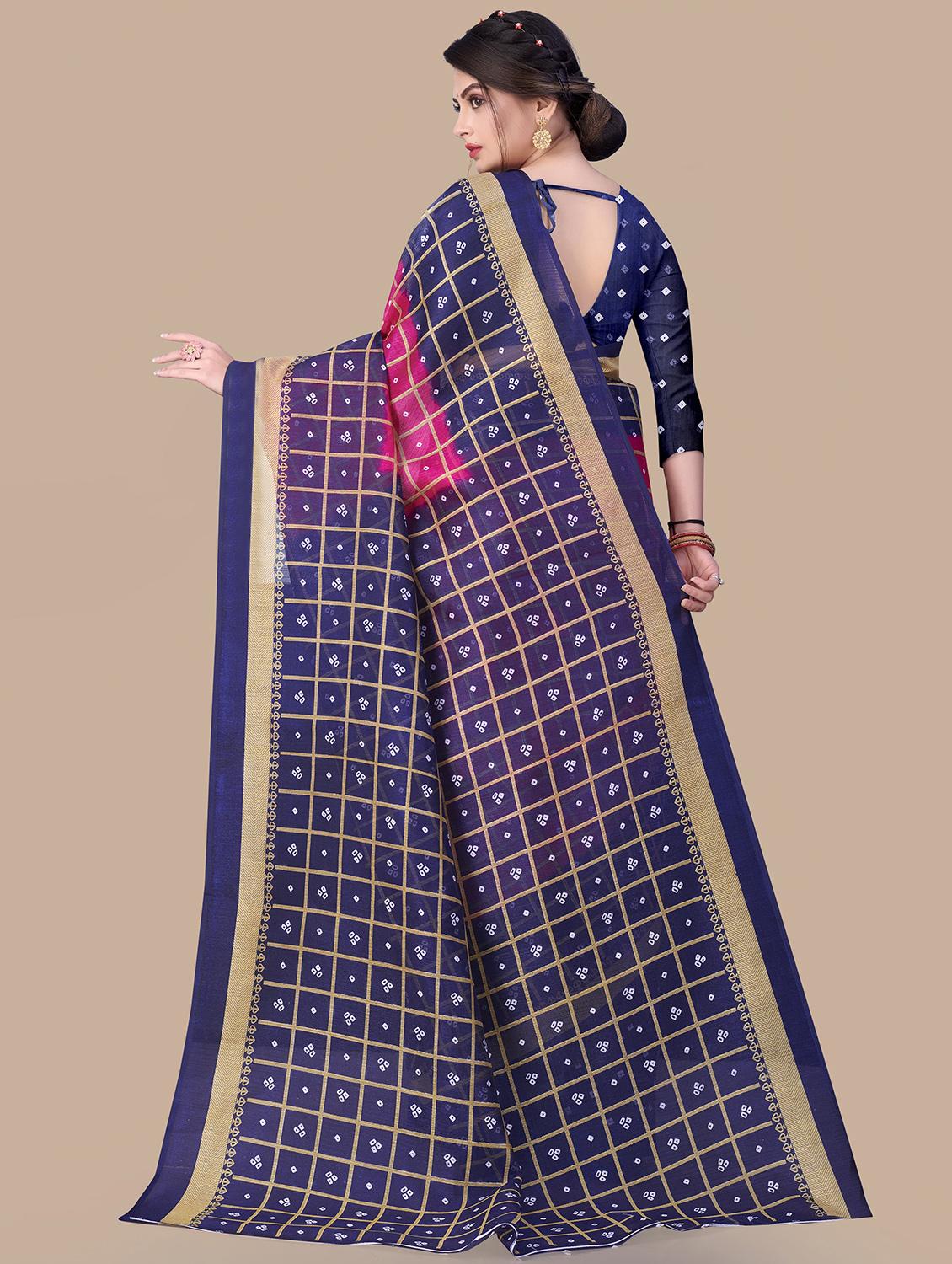 pink printed saree with blouse - 19413527 - Standard Image - 1