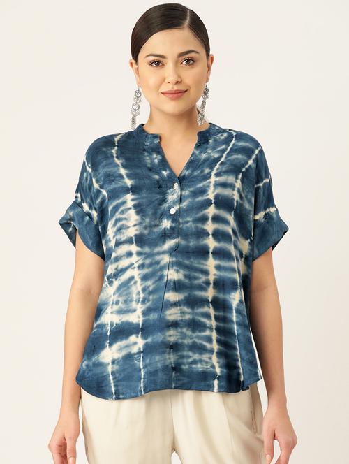 women's straight mandarin neck top - 19414212 -  Standard Image - 0