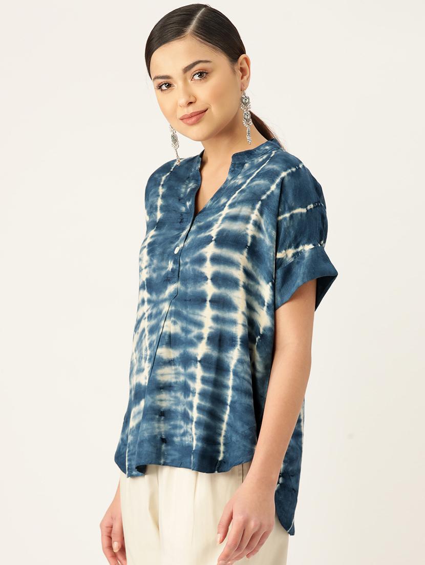women's straight mandarin neck top - 19414212 -  Standard Image - 1