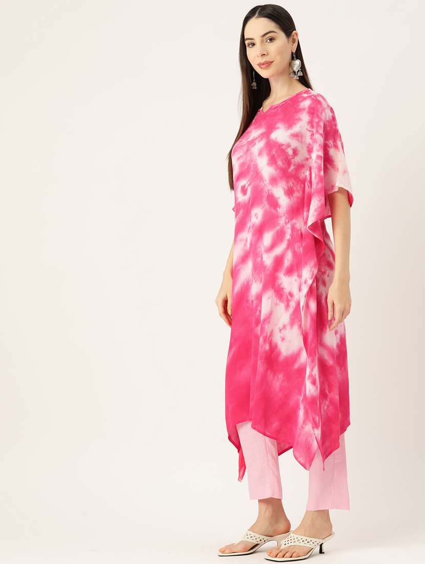 Tie And Dye Notch Neck Kaftan