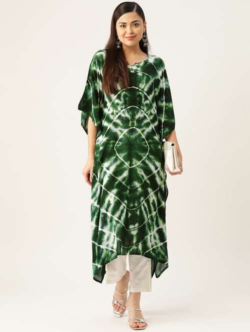 tie and dye notch neck kaftan - 19414231 -  Standard Image - 0