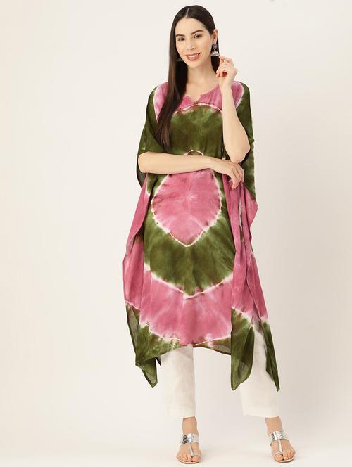 tie and dye notch neck kaftan - 19414233 -  Standard Image - 0