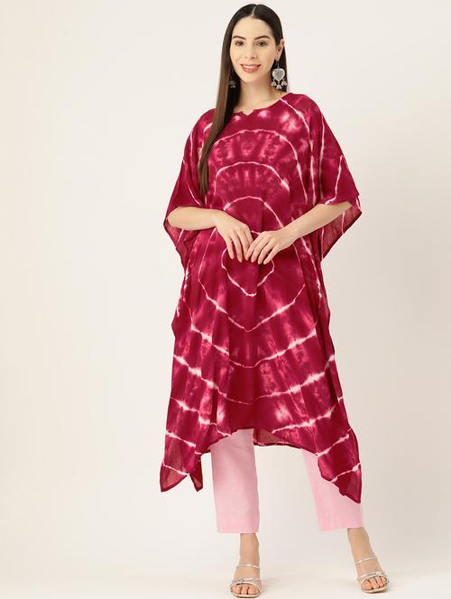 tie and dye notch neck kaftan - 19414235 -  Standard Image - 0
