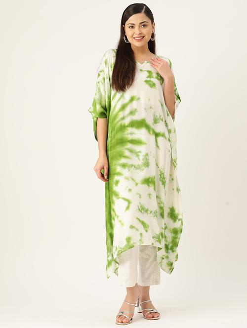 tie and dye notch neck kaftan - 19414254 -  Standard Image - 0