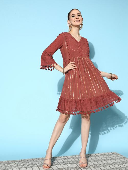 women's tiered dress self design dress - 19414421 - Standard Image - 0