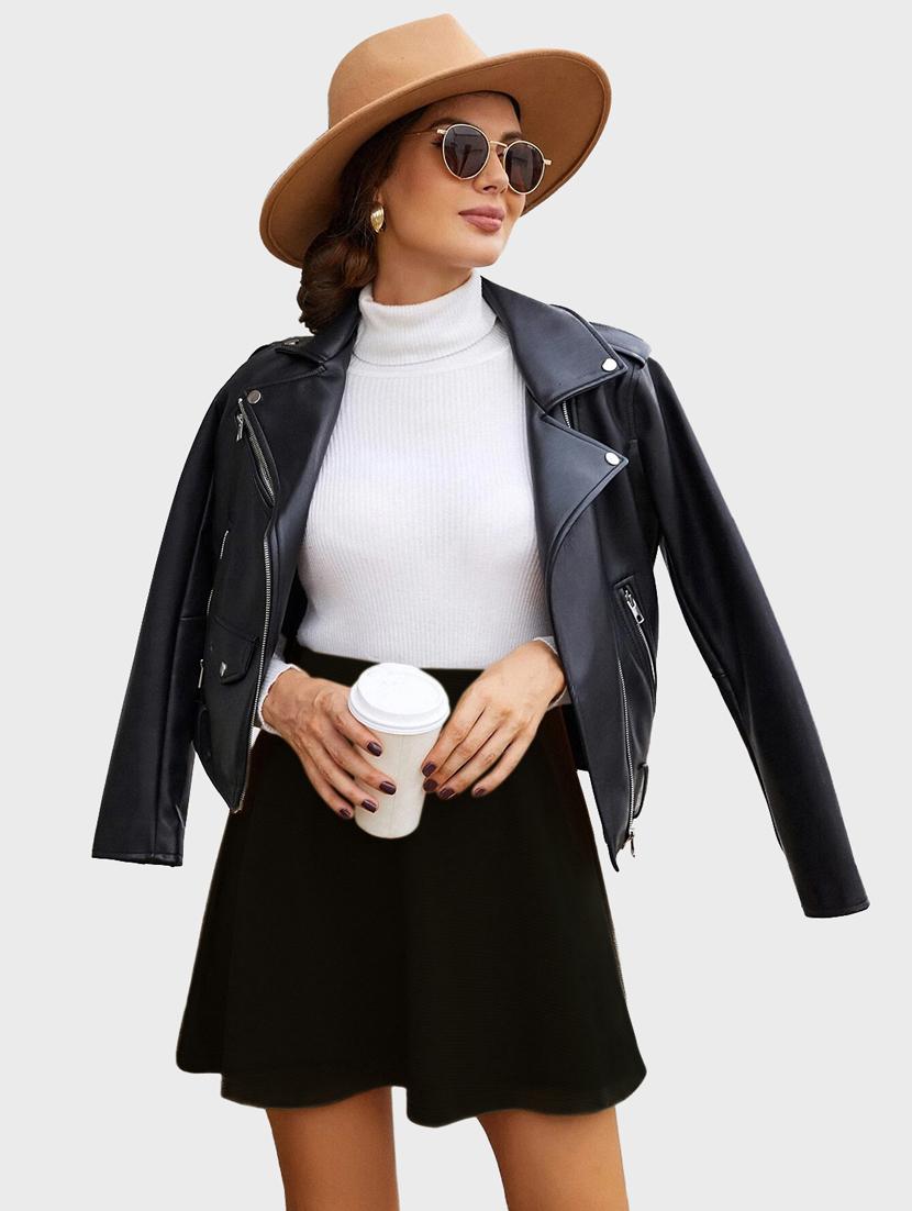 black solid flared skirt - 19414518 - Zoom Image - 0