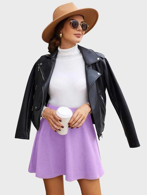 purple solid flared skirt - 19414519 - Standard Image - 0