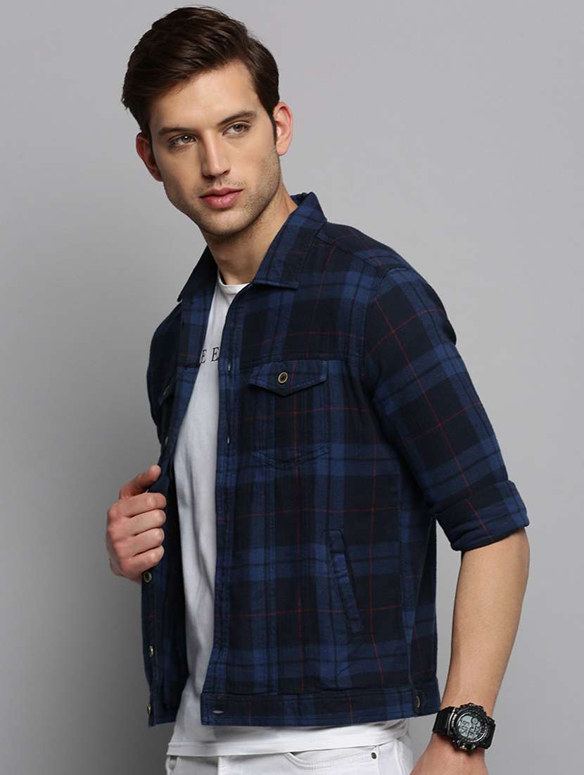 checks denim casual jacket - 19415003 -  Standard Image - 1