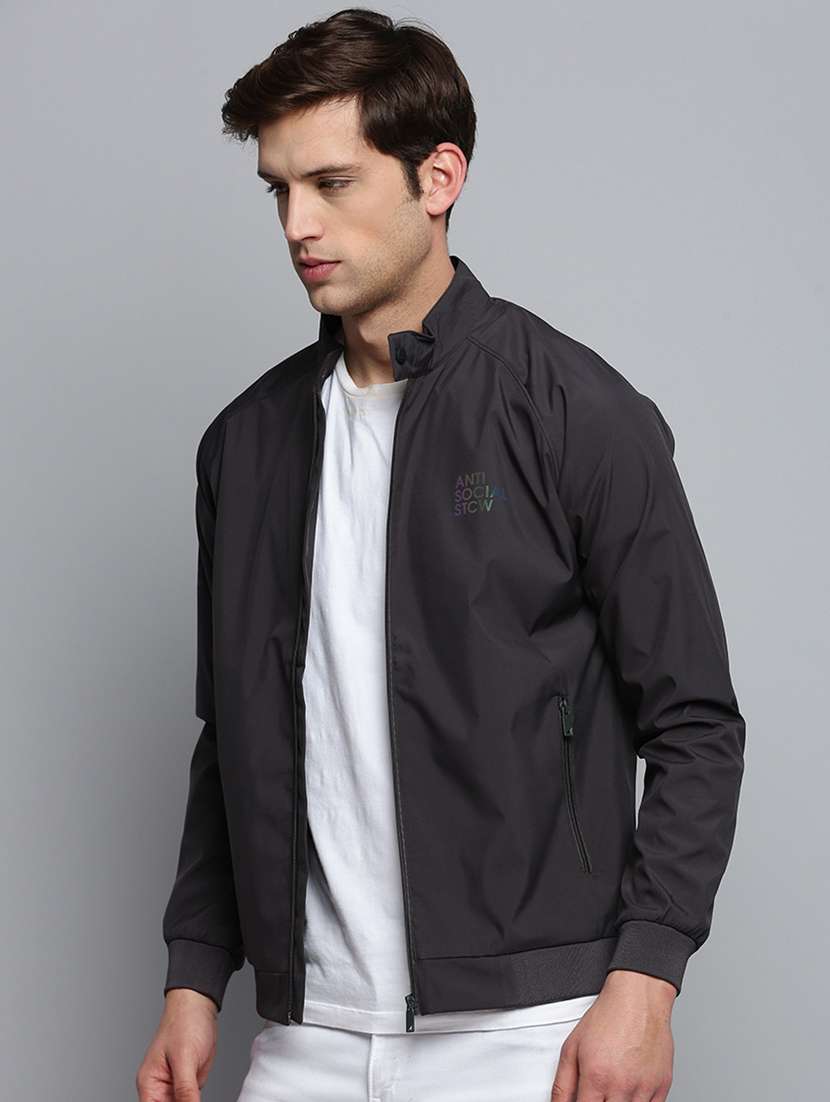 solids nylon casual jacket - 19415017 -  Standard Image - 1