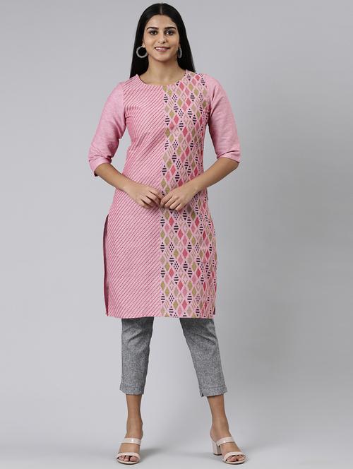 printed cotton straight kurta - 19415359 - Standard Image - 0