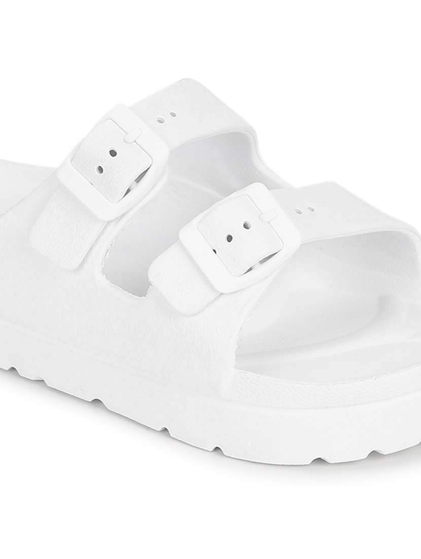 white slip on adjustable slides - 19415380 - Standard Image - 4