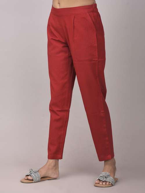 solid cotton blend flat front trousers  - 19415858 -  Standard Image - 0