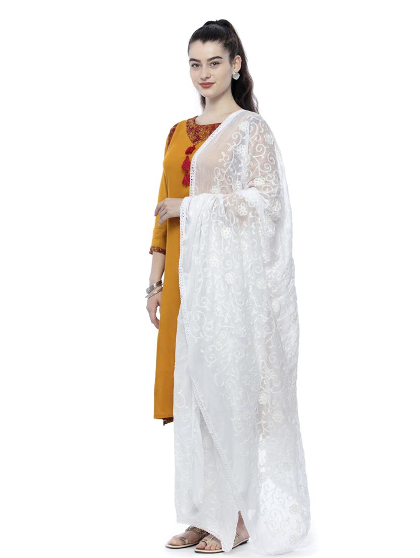 floral embroidered dupatta - 19417006 - Standard Image - 1