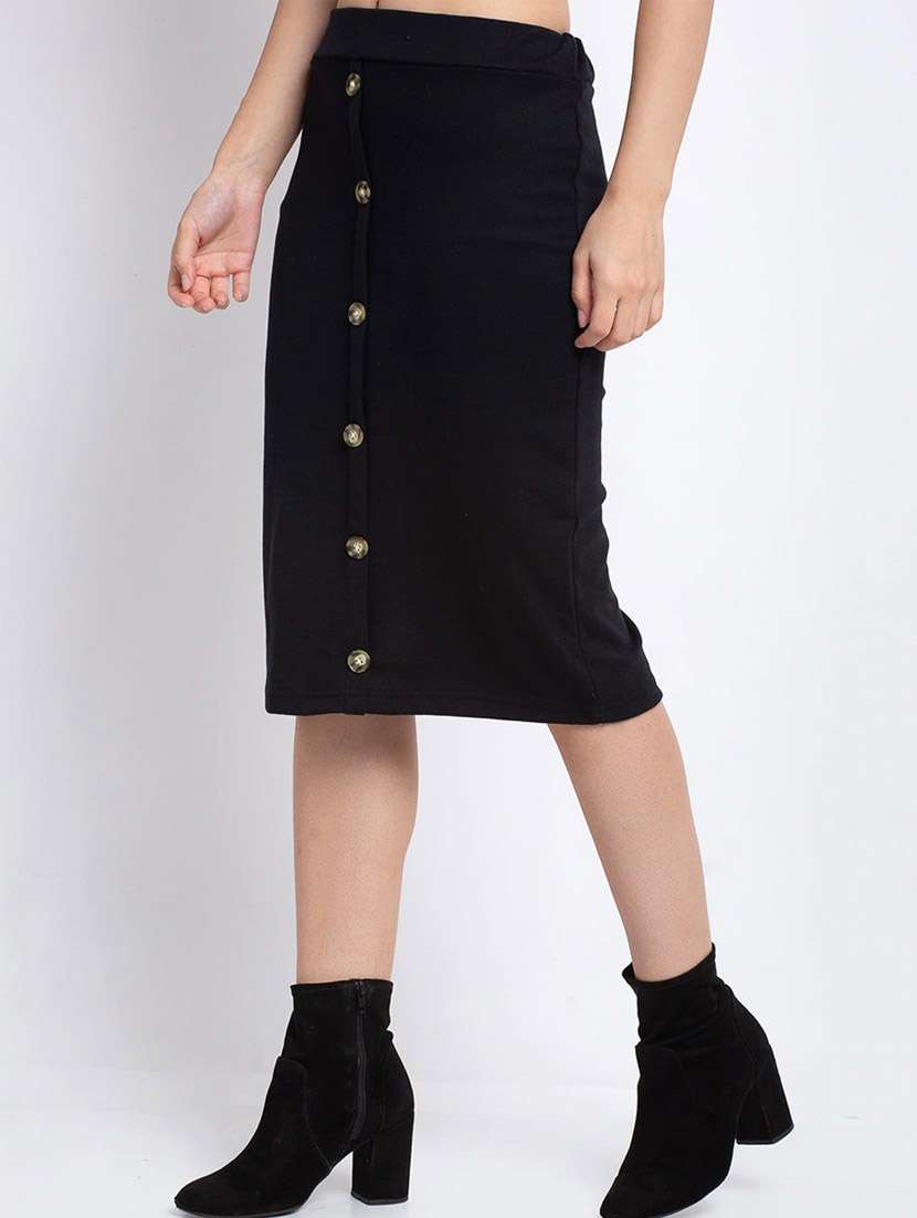 black solid a-line skirt - 19417210 -  Standard Image - 1