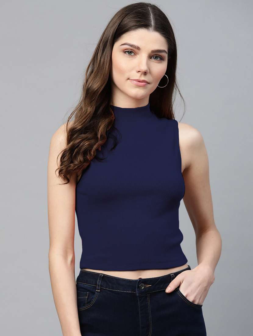 women's crop high neck top