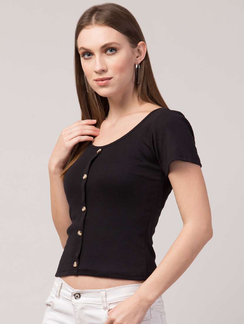 women's straight round neck top - 19417283 - Standard Image - 1