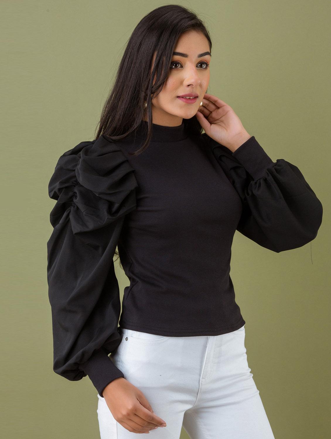 women's straight high neck top - 19417317 - Standard Image - 1