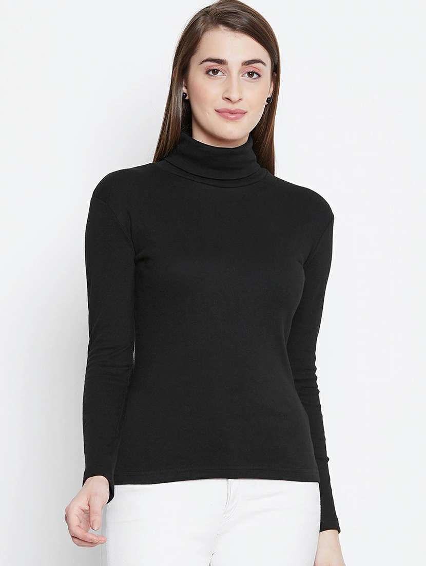 women's straight high neck top