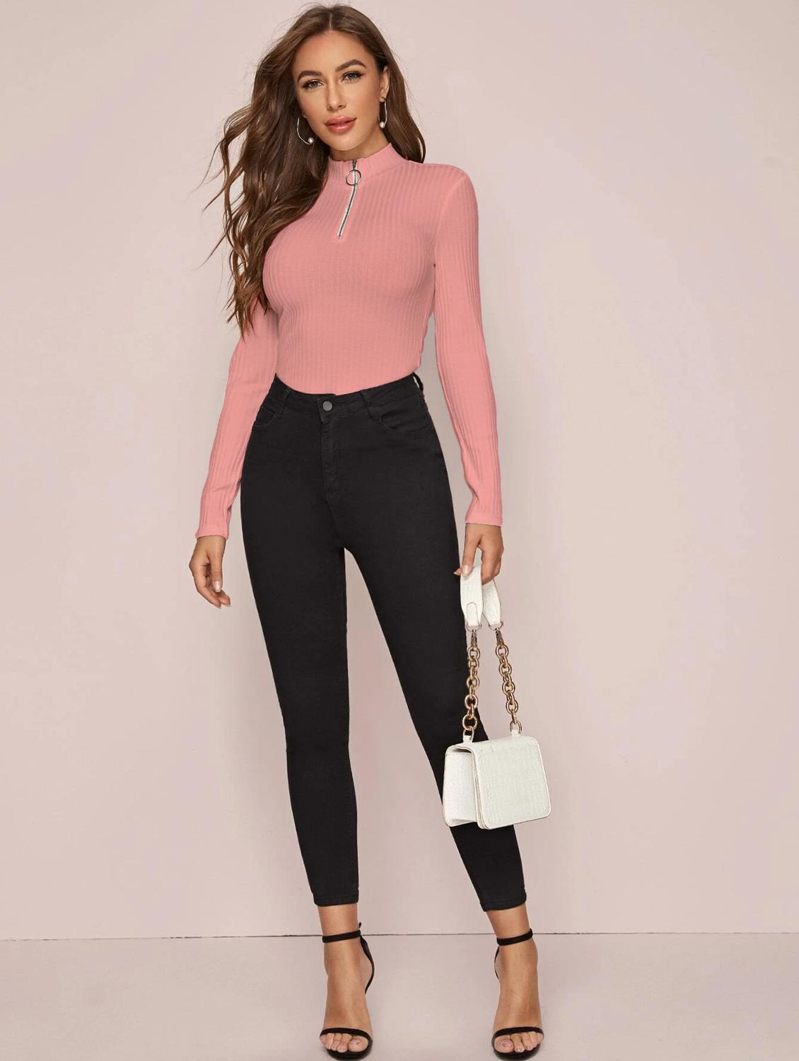 women's straight high neck top - 19417397 - Standard Image - 4