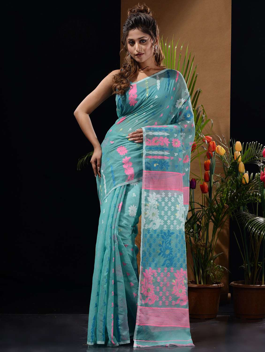 women's self design multi colored saree with blouse
