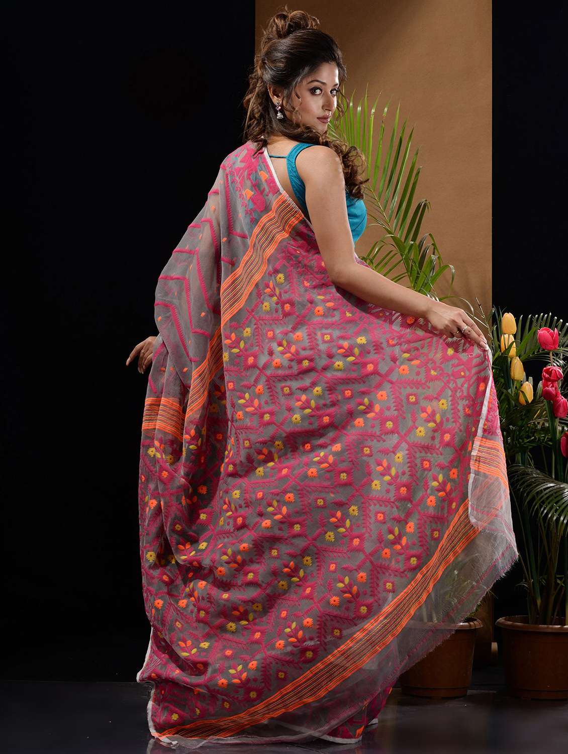 women's self design grey colored saree with blouse - 19417895 -  Standard Image - 1