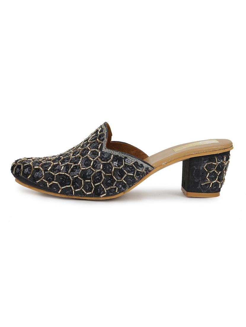 black synthetic mules sandals - 19418217 -  Standard Image - 1
