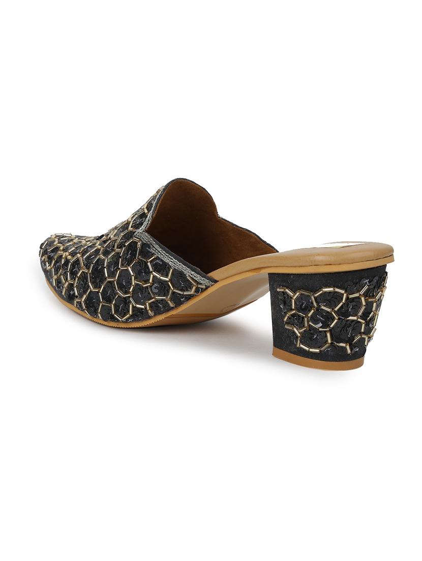 black synthetic mules sandals - 19418217 - Standard Image - 4