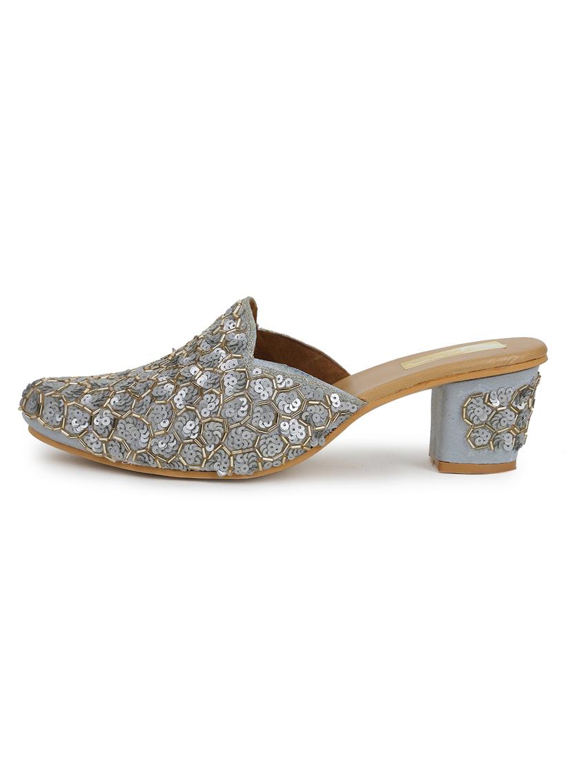grey synthetic mules sandals - 19418219 -  Standard Image - 1