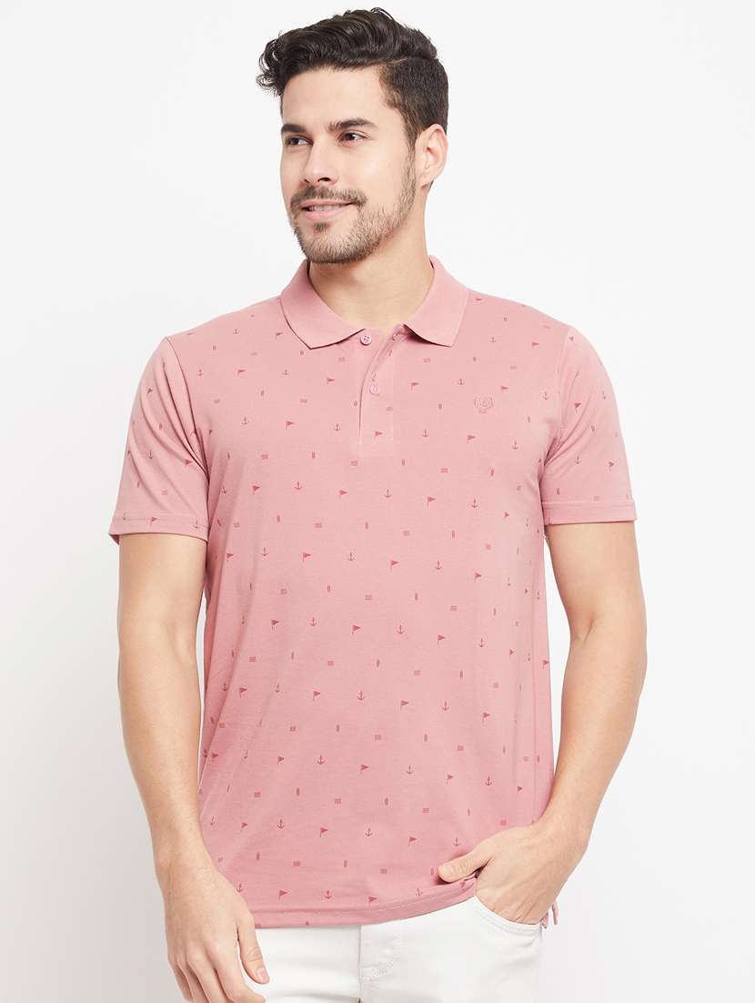printed cotton blend polo t-shirt 