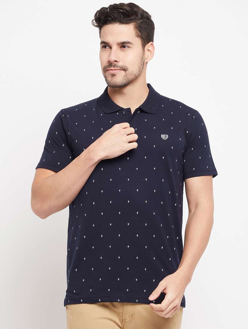 printed cotton blend polo t-shirt 