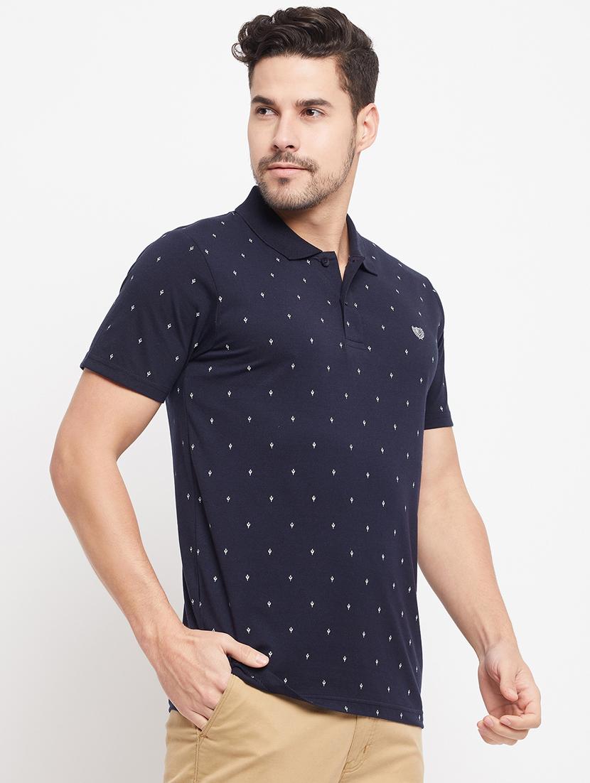 printed cotton blend polo t-shirt  - 19420236 -  Standard Image - 1