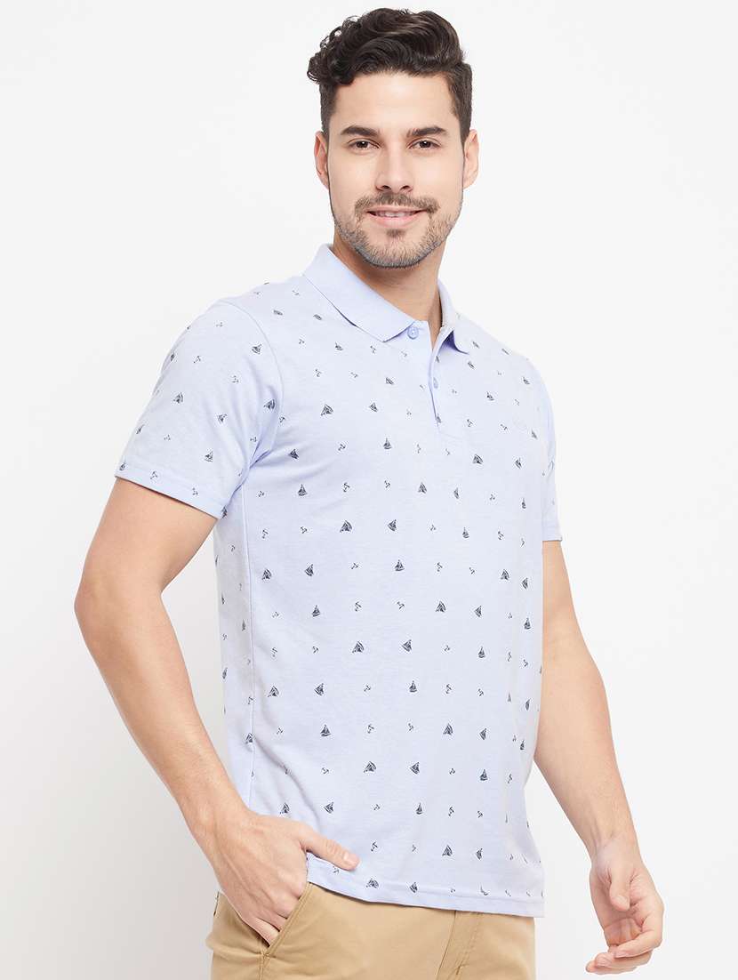 printed cotton blend polo t-shirt  - 19420237 -  Standard Image - 1