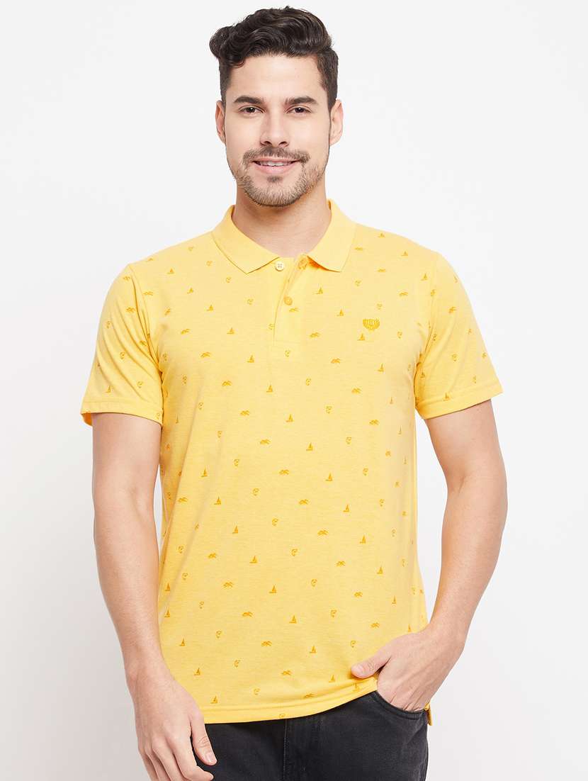 printed cotton blend polo t-shirt - 19420239 - Zoom Image - 0