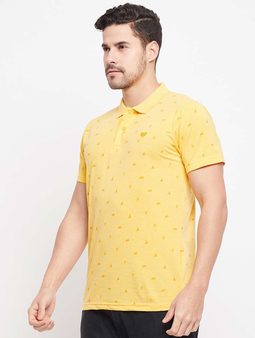 printed cotton blend polo t-shirt - 19420239 - Standard Image - 1