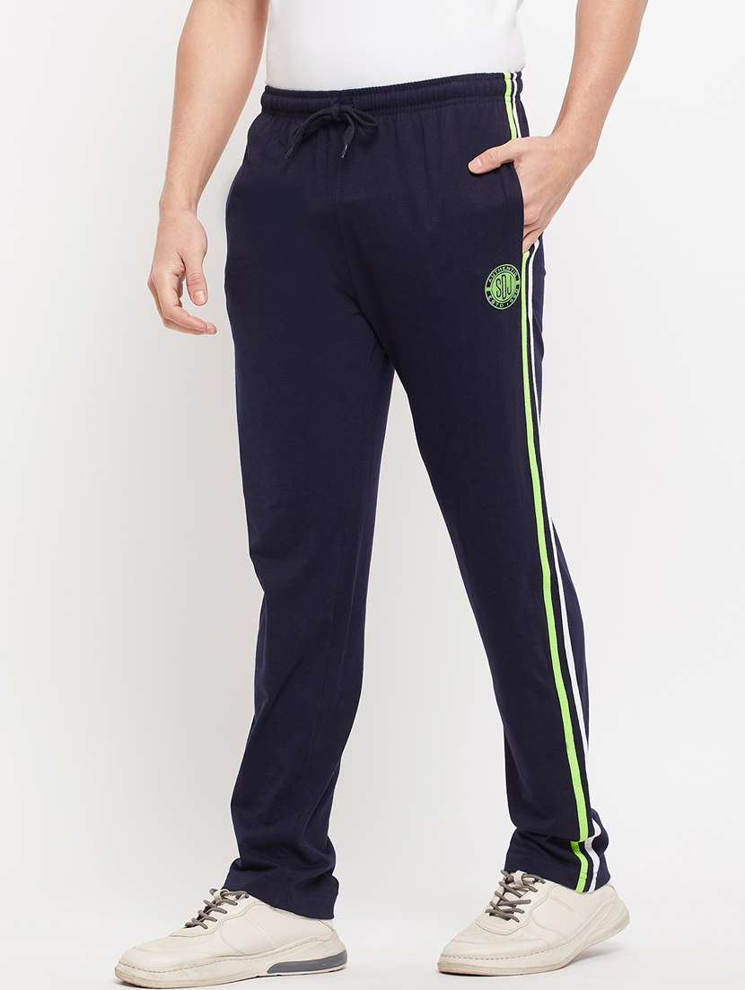 navy blue cotton blend  track pant - 19420770 -  Standard Image - 1