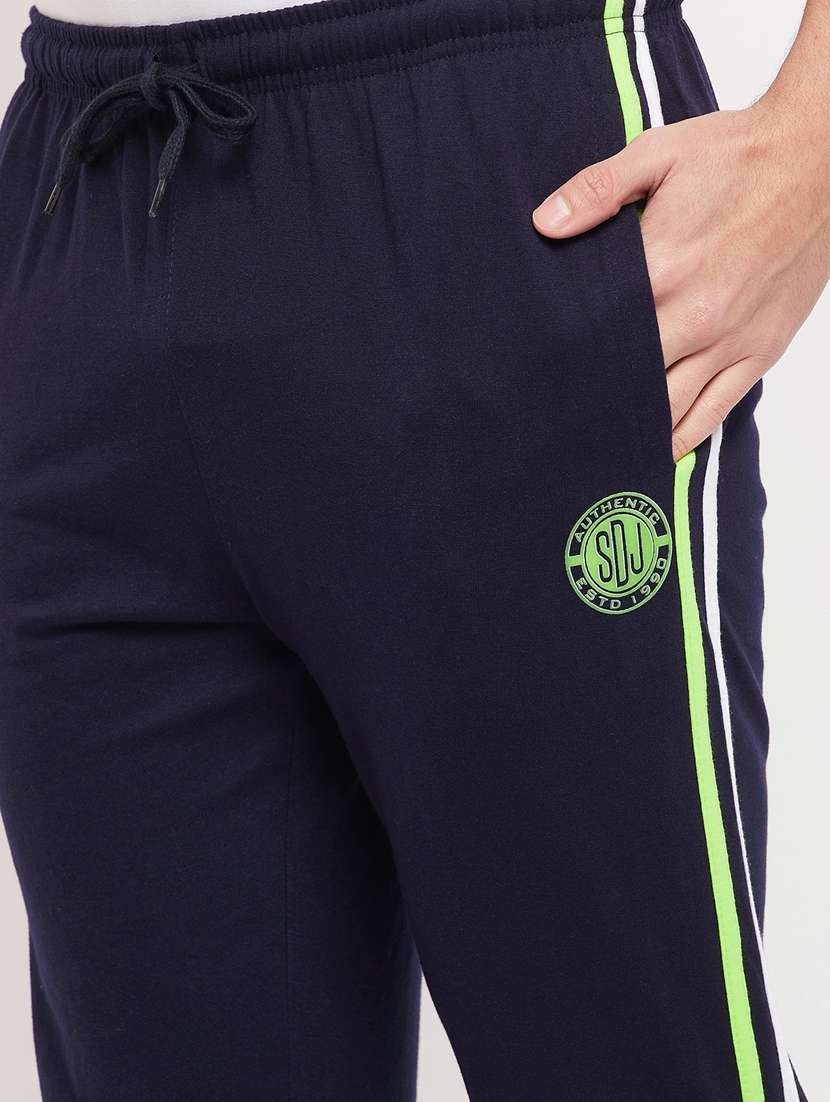 navy blue cotton blend  track pant - 19420770 -  Standard Image - 4