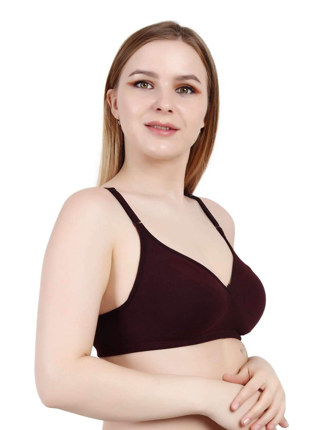 purple cotton blend tshirt bra - 19421154 -  Standard Image - 1