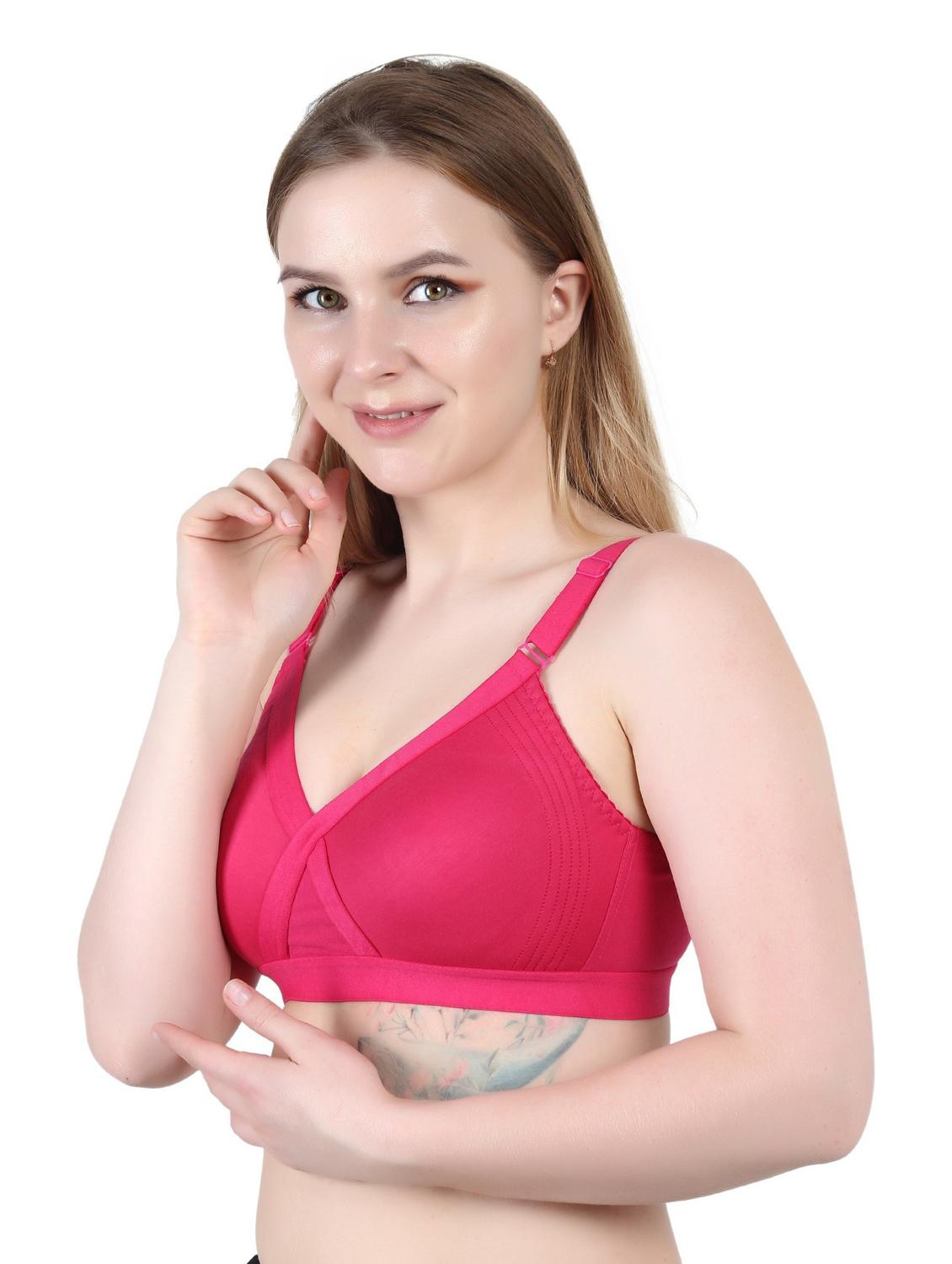 pink cotton blend regular bra - 19421163 -  Standard Image - 1