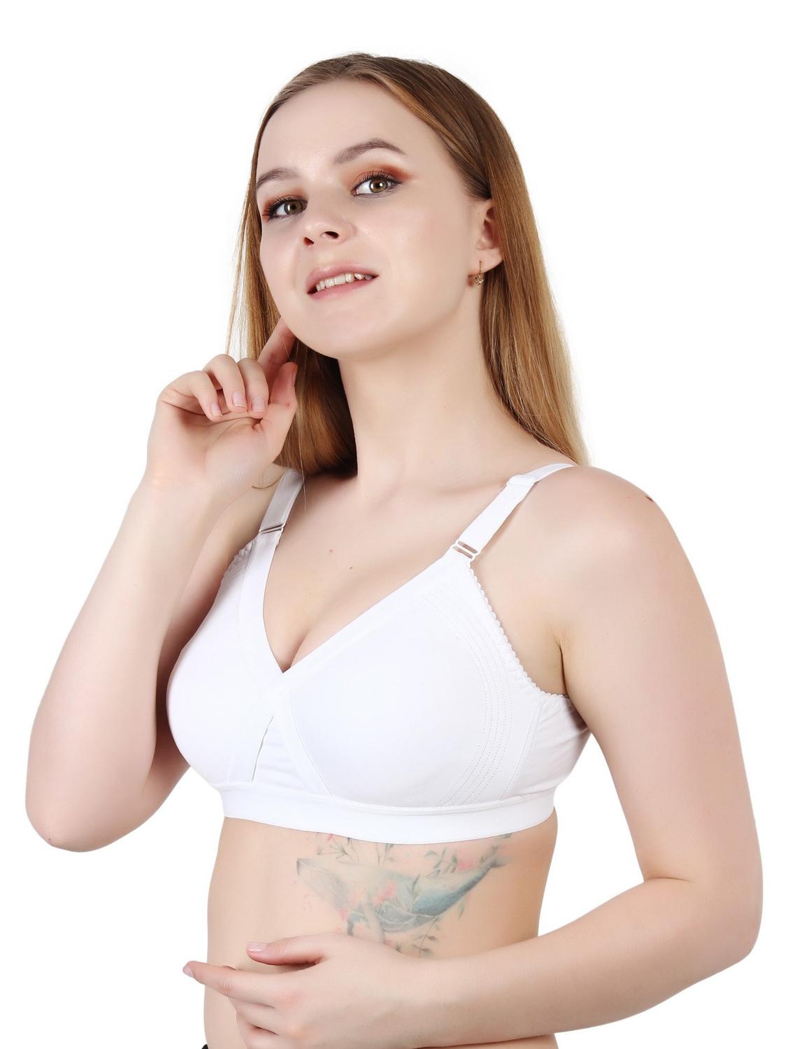 white cotton blend regular bra - 19421165 - Standard Image - 1