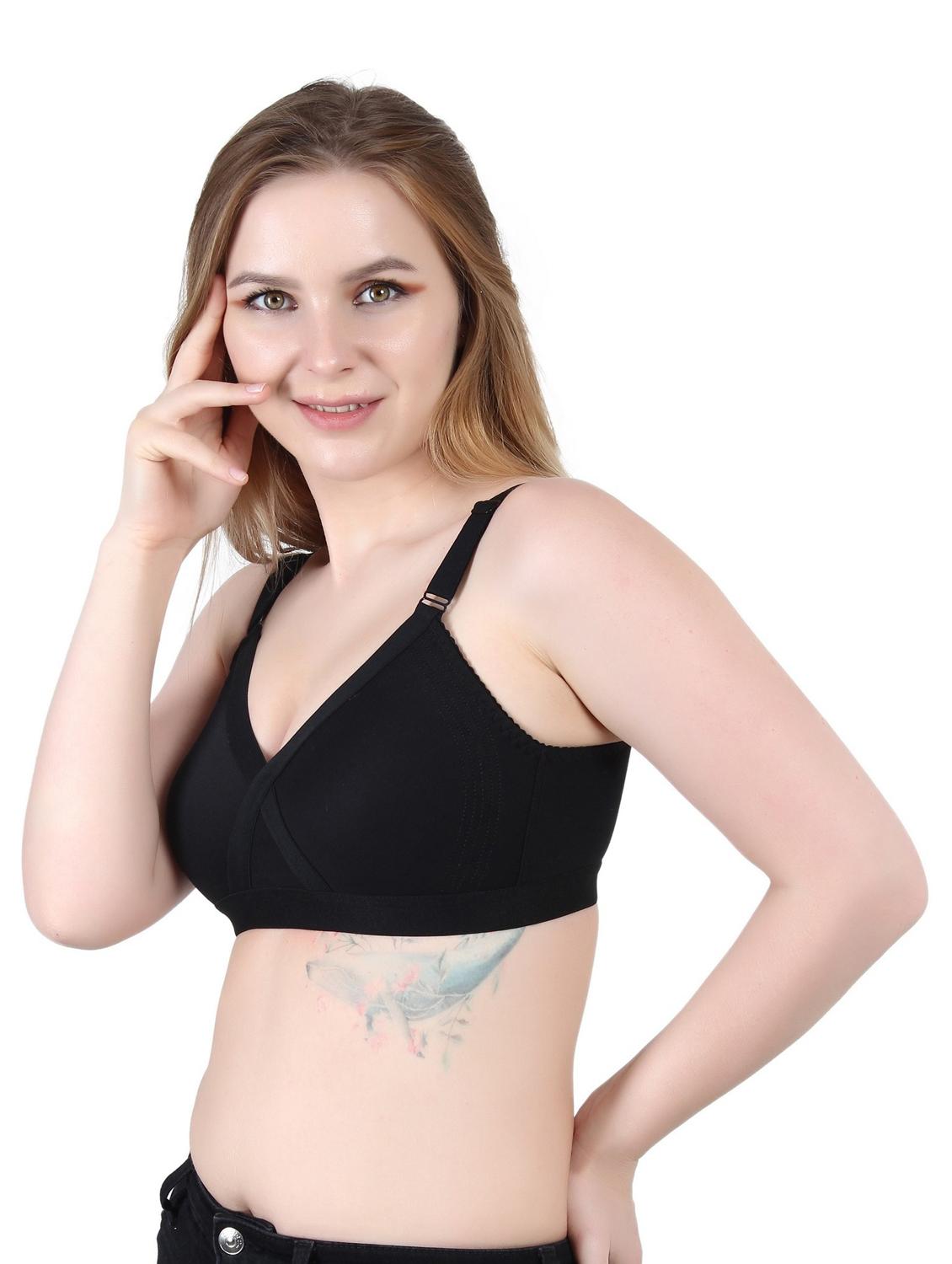 black cotton blend regular bra - 19421166 - Standard Image - 1