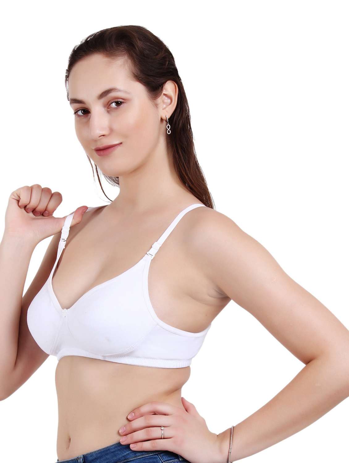 white cotton blend regular bra - 19421180 - Standard Image - 1