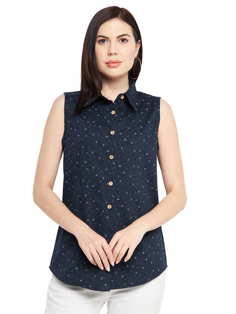 navy blue cotton regular shirt