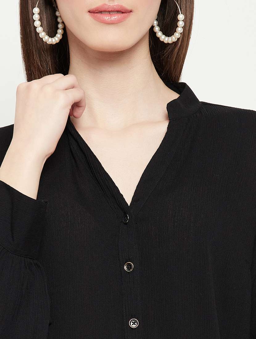 black rayon regular shirt - 19421503 -  Standard Image - 4