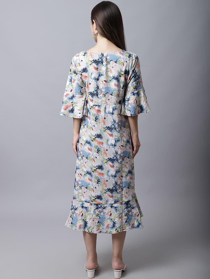 women's tiered dress printed dress - 19421982 - Standard Image - 1