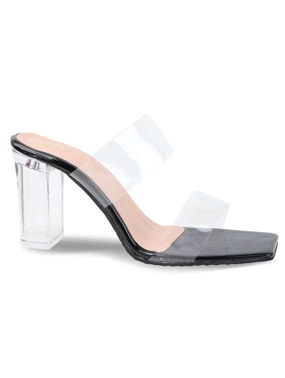 black transparent strap block heel - 19422325 -  Standard Image - 1