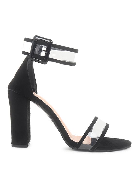 black synthetic ankle strap sandals - 19422332 - Standard Image - 1