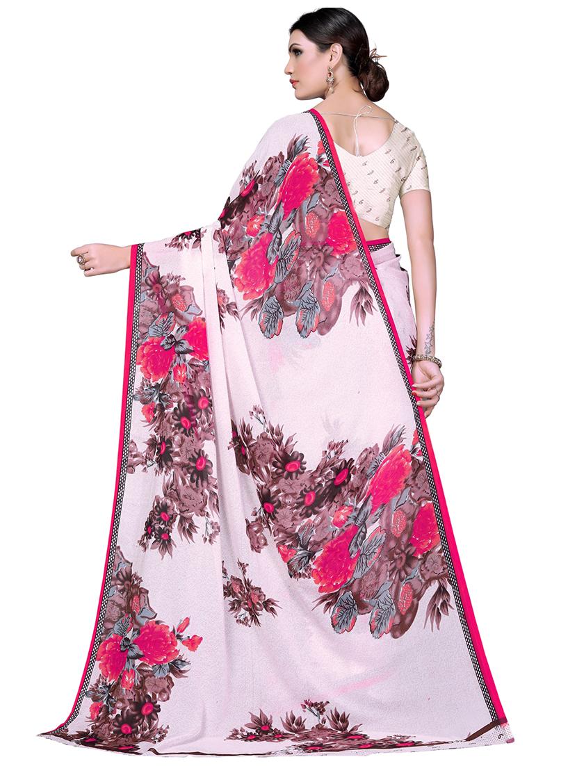 women's floral pink colored saree with blouse - 19423816 - Standard Image - 1